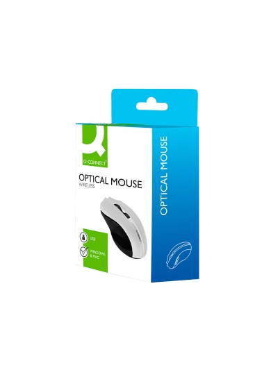 Raton q-connect optico inalambrico 1000 dpi receptor usb 2,4 ghz blanco