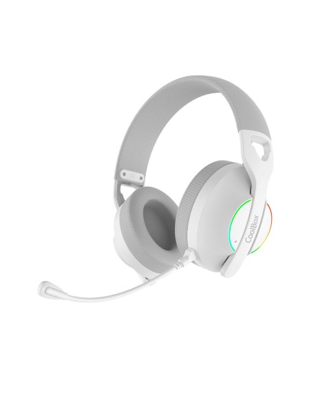 Auriculares con microfono coolbox wb01 inalambricos gaming bluetooth blanco