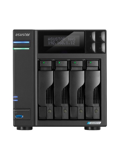 Servidor nas asustor tower 4 bay nas quad - core 2.0ghz dual 2.5gbe ports 4gb ram ddr4