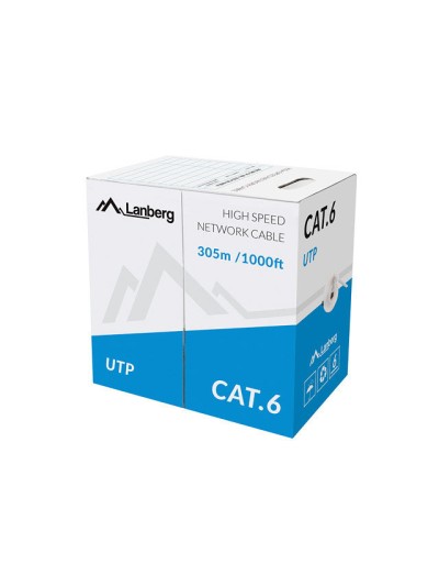 Bobina cat.6 lanberg utp 305m solid cu cpr + fluke passed gris