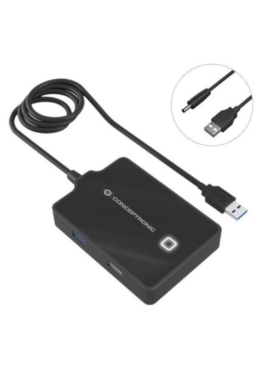 Hub usb 2.0 - 3.0 conceptronic hubbies10b 4 puertos y cable de 90cm