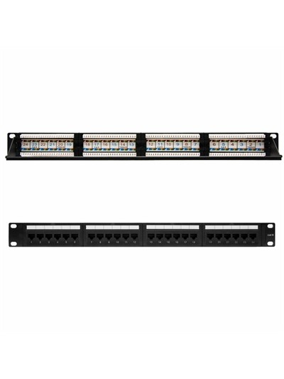Panel de parcheo nanocable 24 puertos rj45 cat.6 utp 19 pulgadas