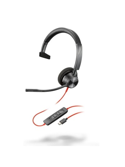 Auriculares poly monoaurales blackwire 3310 usb - c + adaptador usb - c - a