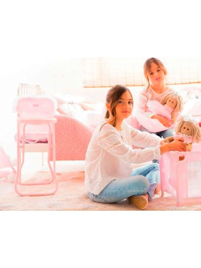Trona con bandeja carlota color rosa 330x260x600 mm