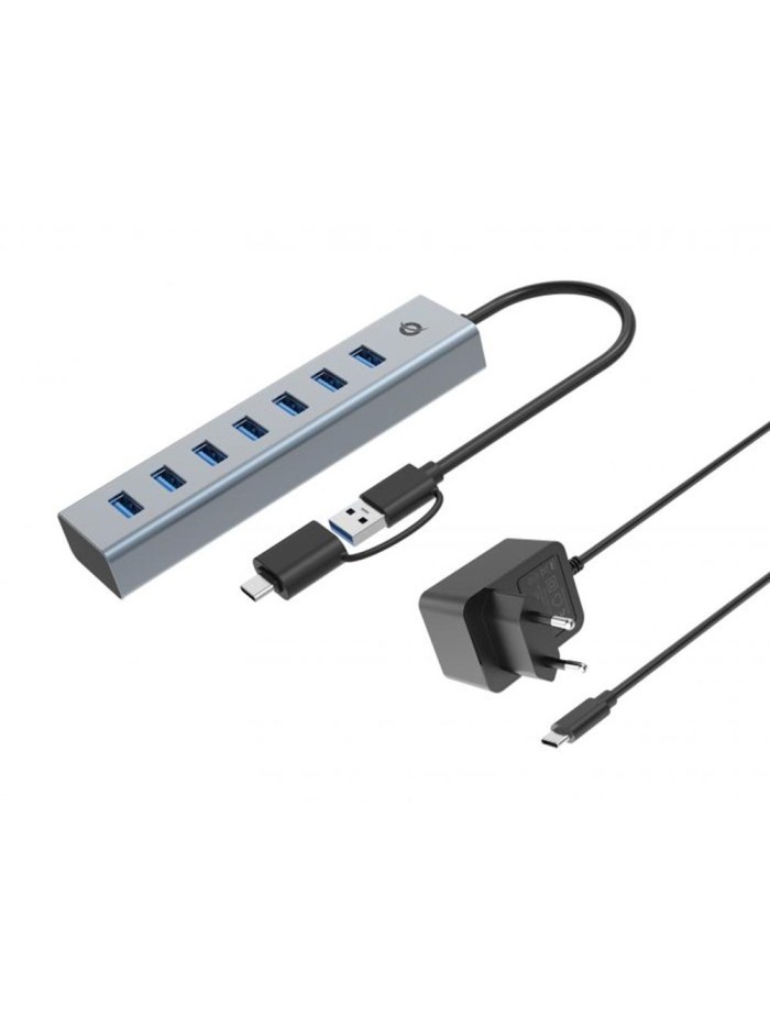 Hub usb 3.0 conceptronic hubbies21gp 7 puertos usb - c a 7xusb - a con alimentador Hub usb 3.0 conceptronic hubbies21gp 7 puertos usb - c a 7xusb - a con alimentador