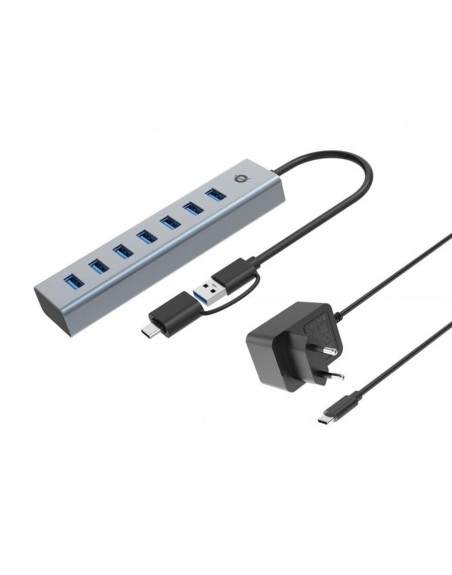 Hub usb 3.0 conceptronic hubbies21gp 7 puertos usb - c a 7xusb - a con alimentador