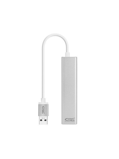 Cable usb tipo a 3.0 a ethernet gigabit+3xusb nanocable 0.15m plata