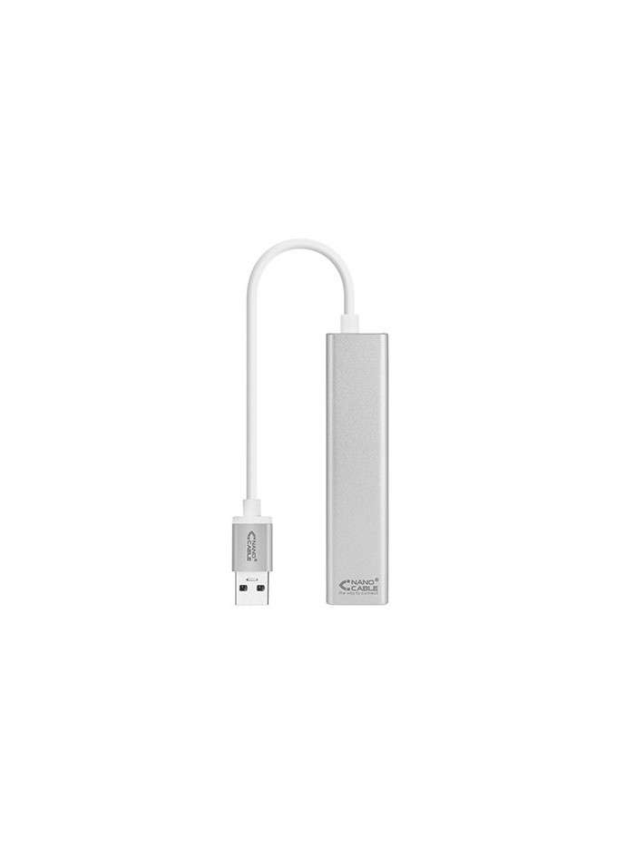 Cable usb tipo a 3.0 a ethernet gigabit+3xusb nanocable 0.15m plata Cable usb tipo a 3.0 a ethernet gigabit+3xusb nanocable 0.15m plata
