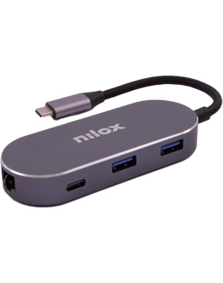 Hub nilox 3 x usb - usb tipo c - hdmi - rj45