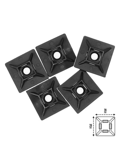 Base Adhesiva Para Bridas 28x28 mm. Negra Bolsa 100 Unidades