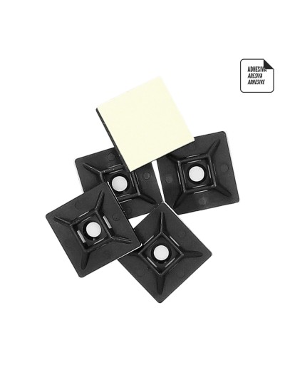 Base Adhesiva Para Bridas 28x28 mm. Negra Bolsa 100 Unidades