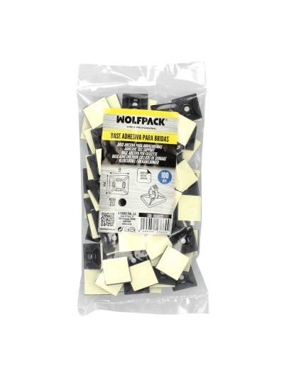Base Adhesiva Para Bridas 28x28 mm. Negra Bolsa 100 Unidades