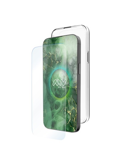 Carcasa myway para apple iphone 16 plus transparente + protector pantalla cristal templado
