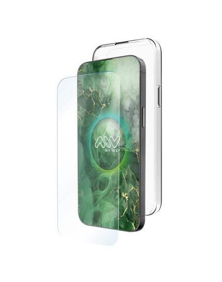 Carcasa myway para apple iphone 16 plus transparente + protector pantalla cristal templado