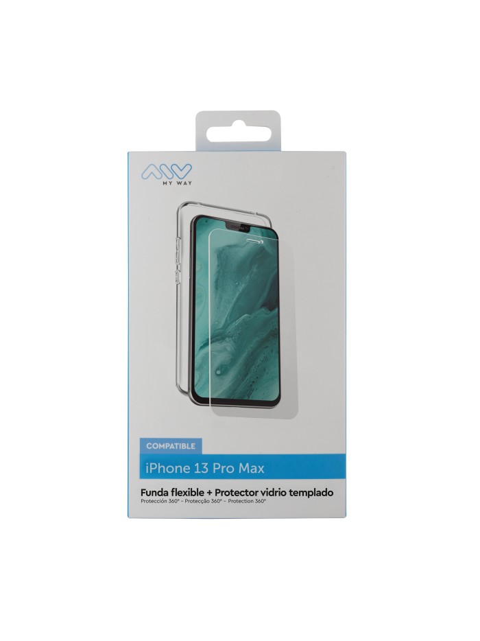 Carcasa myway para apple iphone 13 pro max transparente + protector pantalla cristal templado Carcasa myway para apple iphone 13 pro max transparente + protector pantalla cristal templado
