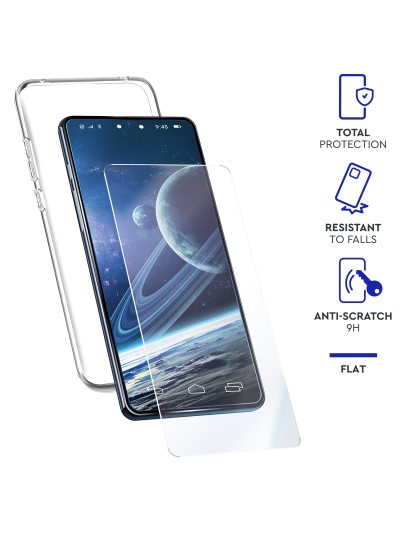 Carcasa myway para apple iphone 14 plus transparente + protector pantalla cristal templado