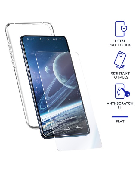 Carcasa myway para apple iphone 14 plus transparente + protector pantalla cristal templado
