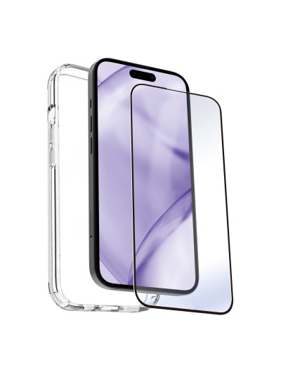 Carcasa myway para apple iphone 15 pro max transparente + protector pantalla cristal templado