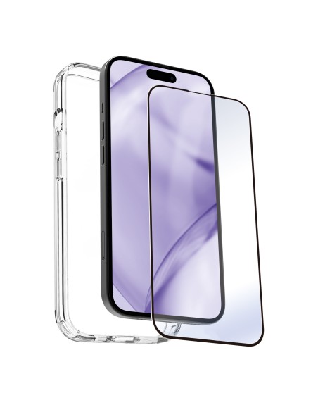 Carcasa myway para apple iphone 15 pro transparente + protector pantalla cristal templado