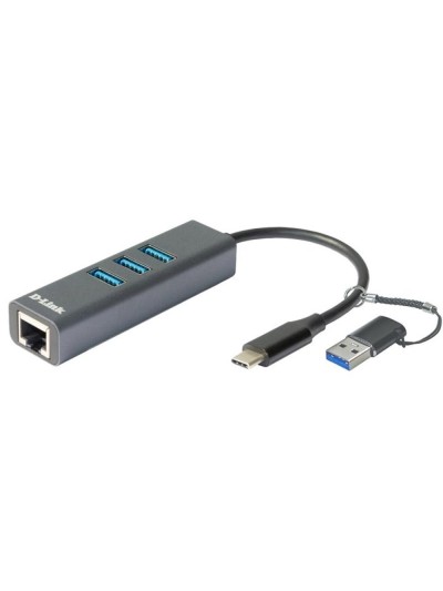 Hub d - link usb tipo c + adaptador usb 3.0 4 en 1