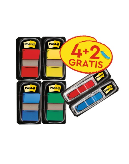 Banderitas separadoras post-it 680 dispensador 50 hojas 4 colores surtidos + 2 dispensadores 684 flecha 2