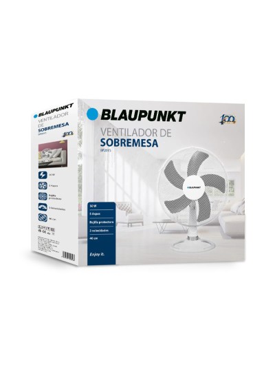 Ventilador blaupunkt sobremesa 5 aspas 3 velocidades 40cm 50 w