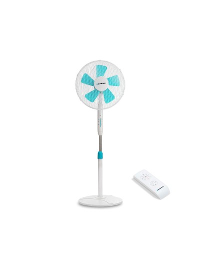 Ventilador blaupunkt pie base redonda 5 aspas 3 velocidades altura regulable con mando distancia+temporizador 45w