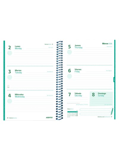 Agenda espiral additio escolar planet din a5 semana vista 128 paginas tapa polipropileno 150x210 mm