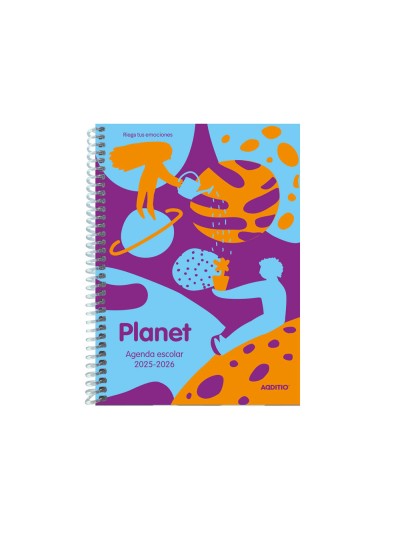 Agenda espiral additio escolar planet din a5 semana vista 128 paginas tapa polipropileno 150x210 mm