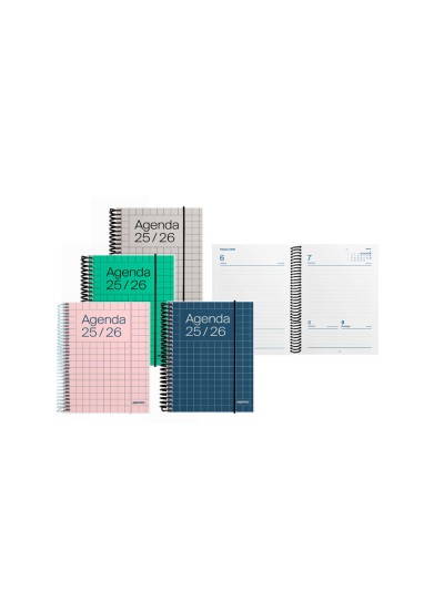 Agenda espiral additio universal dia pagina 288 paginas tapa pvc transparente 125x170 mm