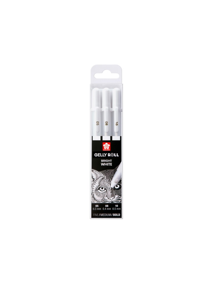 Rotulador roller sakura gelly basic blanco estuche de 3 unidades Rotulador roller sakura gelly basic blanco estuche de 3 unidades