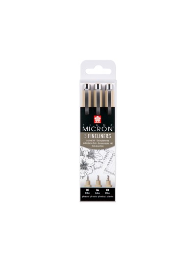 Rotulador sakura pigma micron negro estuche de 3 unidades
