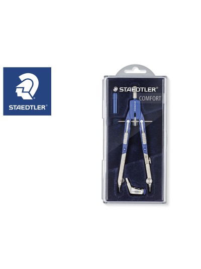 Compas staedtler micrometrico con ajuste rueda central sin alargadera con adaptador y tubo de minas