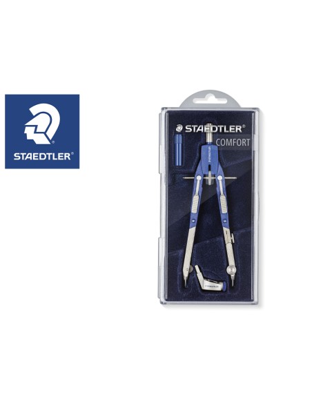 Compas staedtler micrometrico con ajuste rueda central sin alargadera con adaptador y tubo de minas