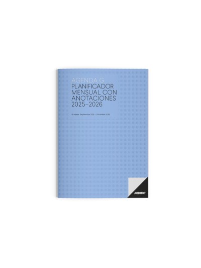 Agenda escolar additio mes a la vista 2025-2026 calendario de planificacion 19,5 x 28,5 cm