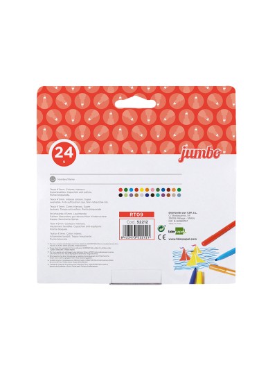 Rotulador liderpapel jumbo caja de 24 unidades colores surtidos