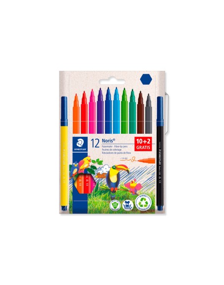 Rotulador staedtler noris 326 punta de fibra nuevo cuerpo hexagonal caja de 10 unidades colores surtidos