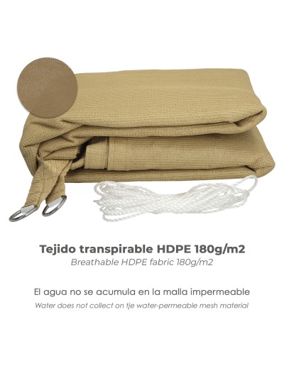 Toldo Vela Sombra Jardin Triangular Beige 5,0 x 5,0 metros.