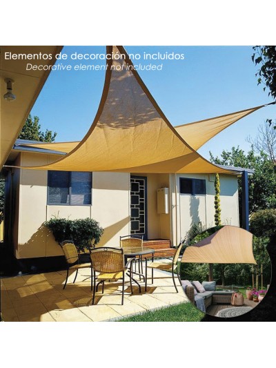 Toldo Vela Sombra Jardin Triangular Beige 5,0 x 5,0 metros.