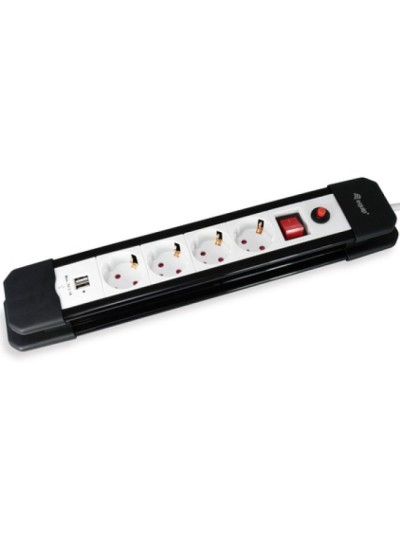 Regleta equip 245553 con 4 tomas + 2 puertos usb