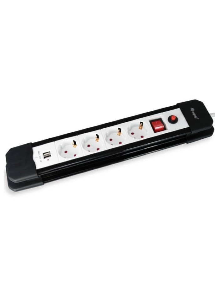 Regleta equip 245553 con 4 tomas + 2 puertos usb Regleta equip 245553 con 4 tomas + 2 puertos usb