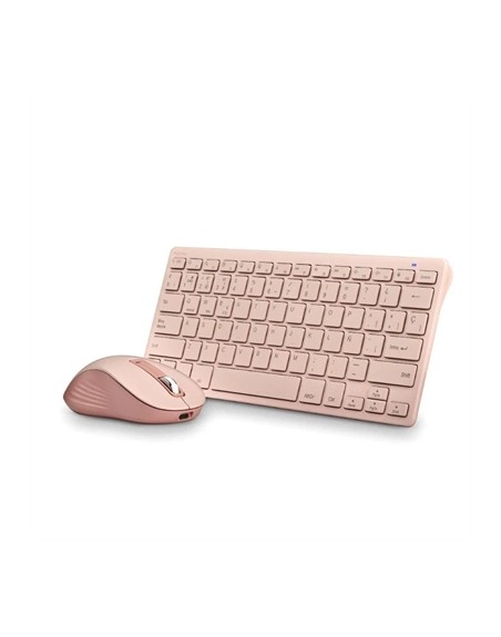 Kit teclado + mouse raton ngs fantasy kit rosa wireless inalambrico