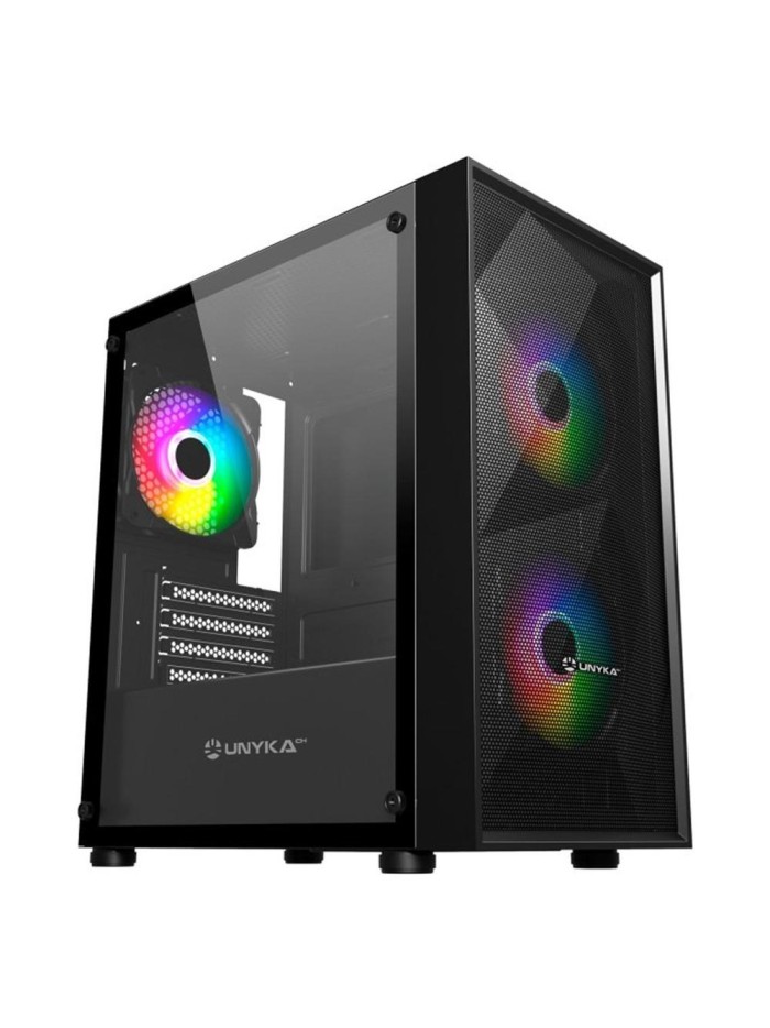 Caja ordenador gaming unyka mir b200 matx argb cristal templado negro Caja ordenador gaming unyka mir b200 matx argb cristal templado negro