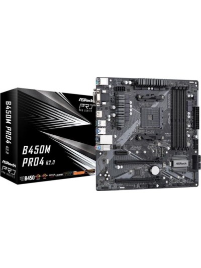Placa base asrock am4 b450m pro4 r2.0 atx - 4xddr4 - 1xhdmi - 2xusb 2.0 - 4x usb 3.2 - 90 - mxbeg0 - a0uayz