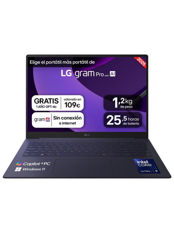 Portatil lg gram pro 16z90ts - g intel core ultra 9 288v 48tops 32gb ssd1tb w11 16 pulgadas Portatil lg gram pro 16z90ts - g intel core ultra 9 288v 48tops 32gb ssd1tb w11 16 pulgadas