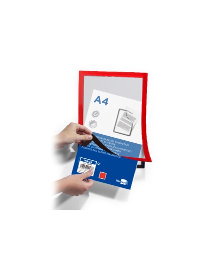 Marco porta anuncios liderpapel magnetico din a4 dorso adhesivo removible color rojo
