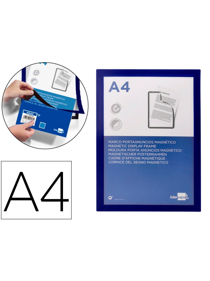 Marco porta anuncios liderpapel magnetico din a4 dorso adhesivo removible color azul Marco porta anuncios liderpapel magnetico din a4 dorso adhesivo removible color azul