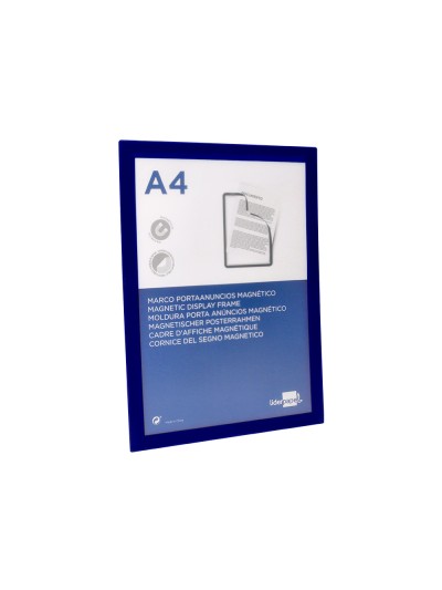 Marco porta anuncios liderpapel magnetico din a4 dorso adhesivo removible color azul