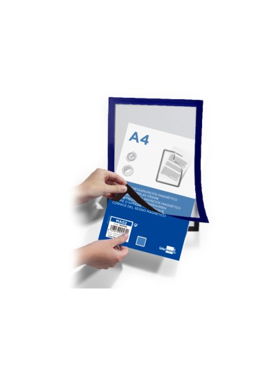 Marco porta anuncios liderpapel magnetico din a4 dorso adhesivo removible color azul