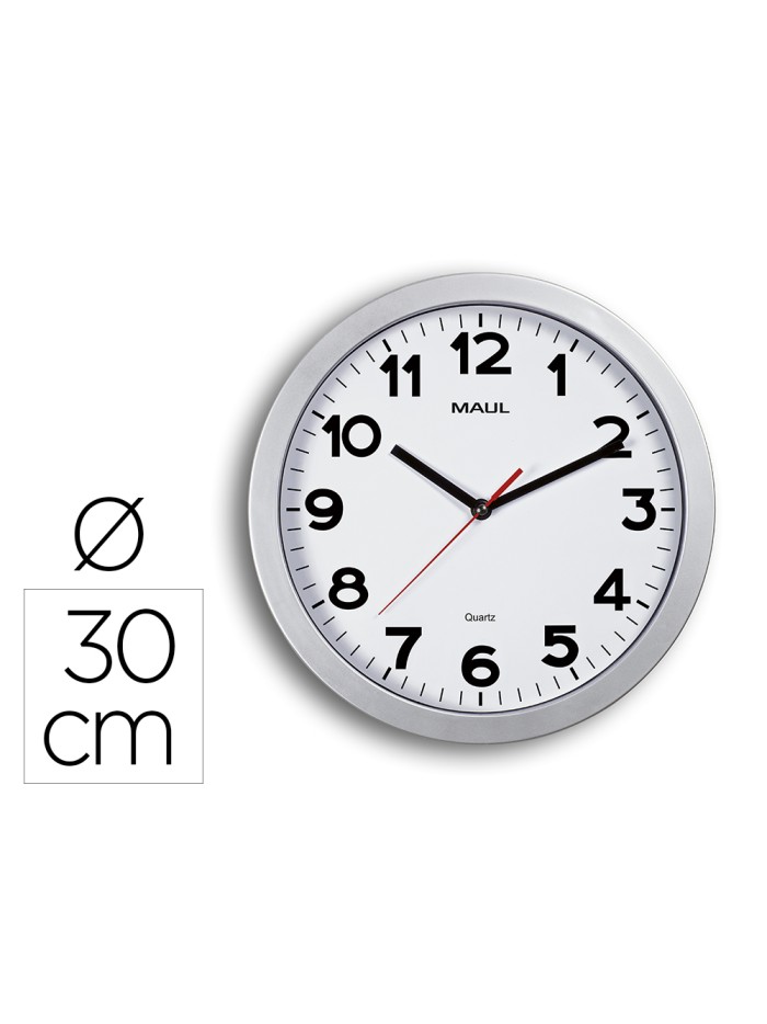 Reloj maul step de pared redondo 30 cm diametro electrico color plata Reloj maul step de pared redondo 30 cm diametro electrico color plata